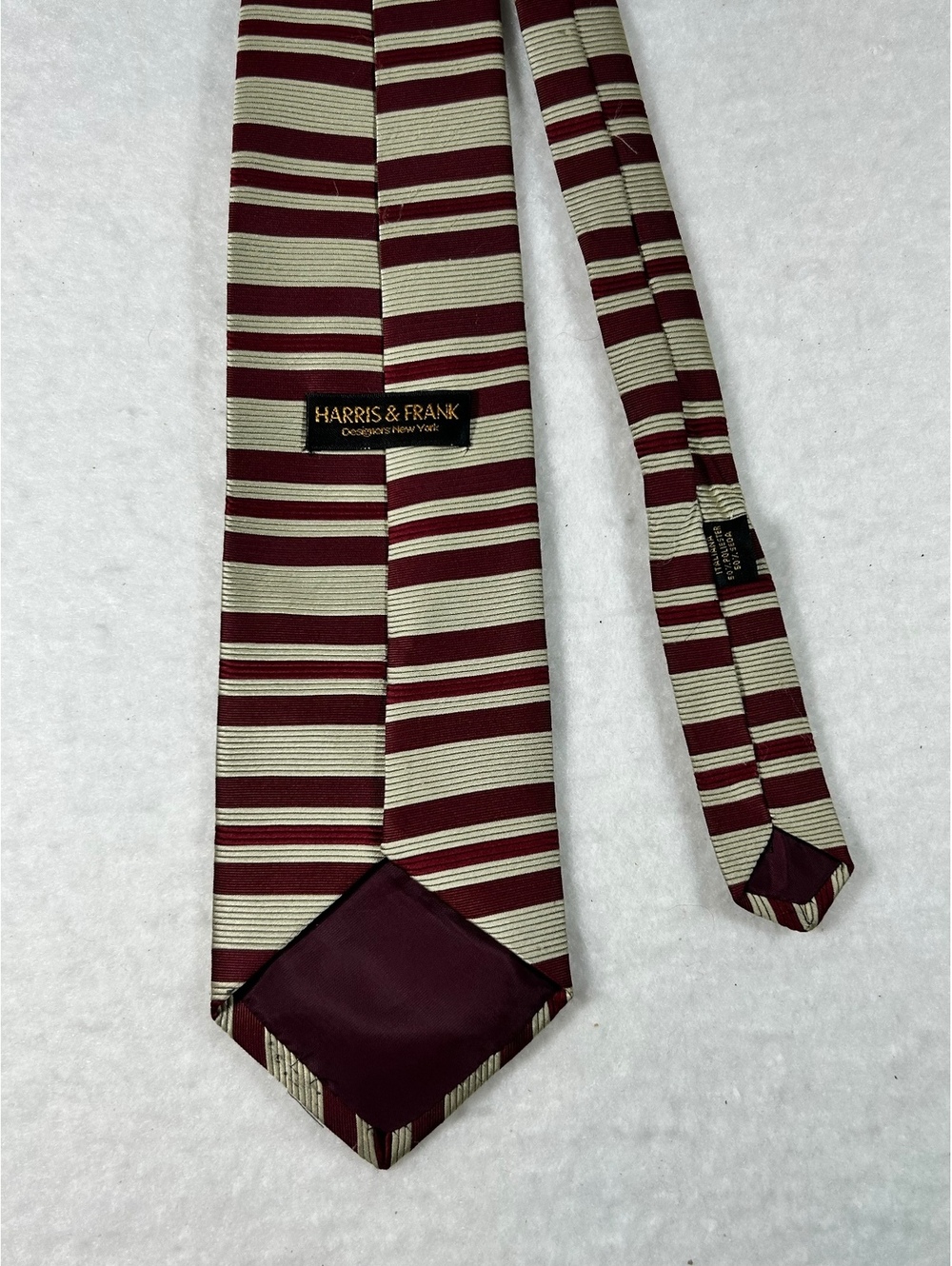 Harris & Frank Striped Silk Tie Burgundy and Cream
